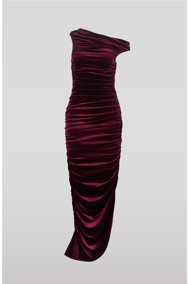 Draped Velvet Dress, Main, color, Burgundy