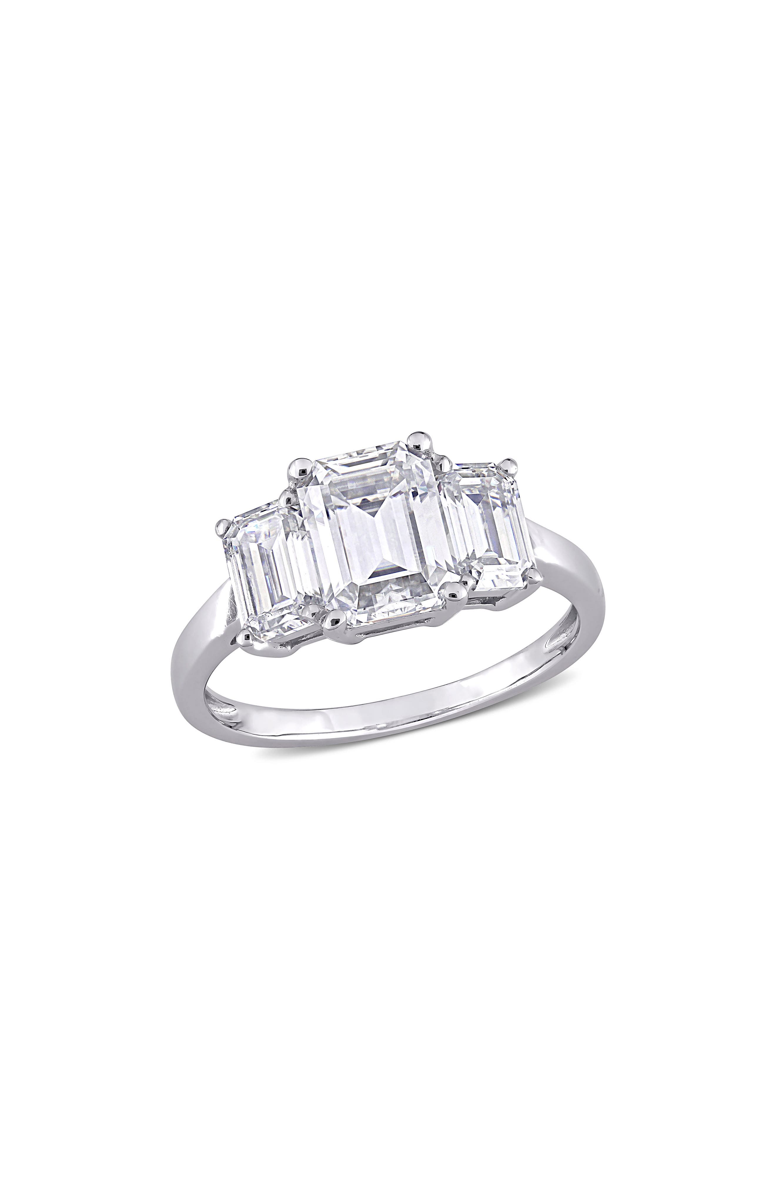 DELMAR Emerald Cut Lab Created Moissanite Ring