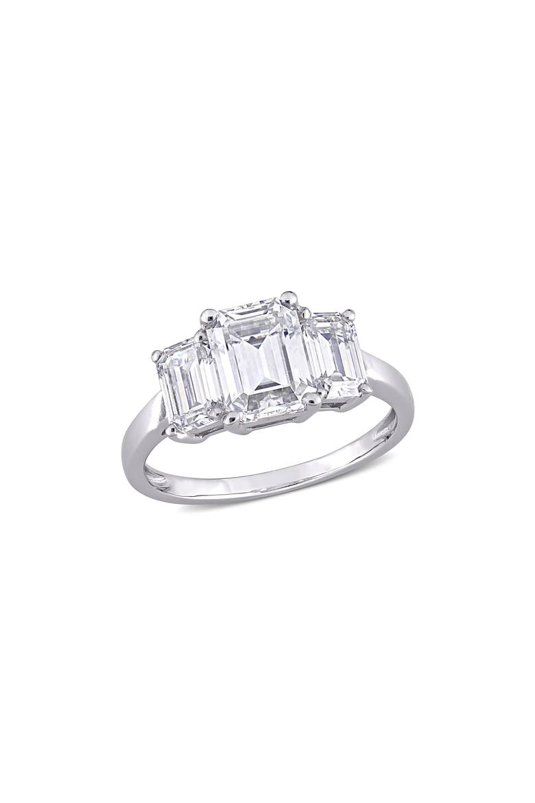 Emerald Cut Lab Created Moissanite Ring, Main, color, SILVER