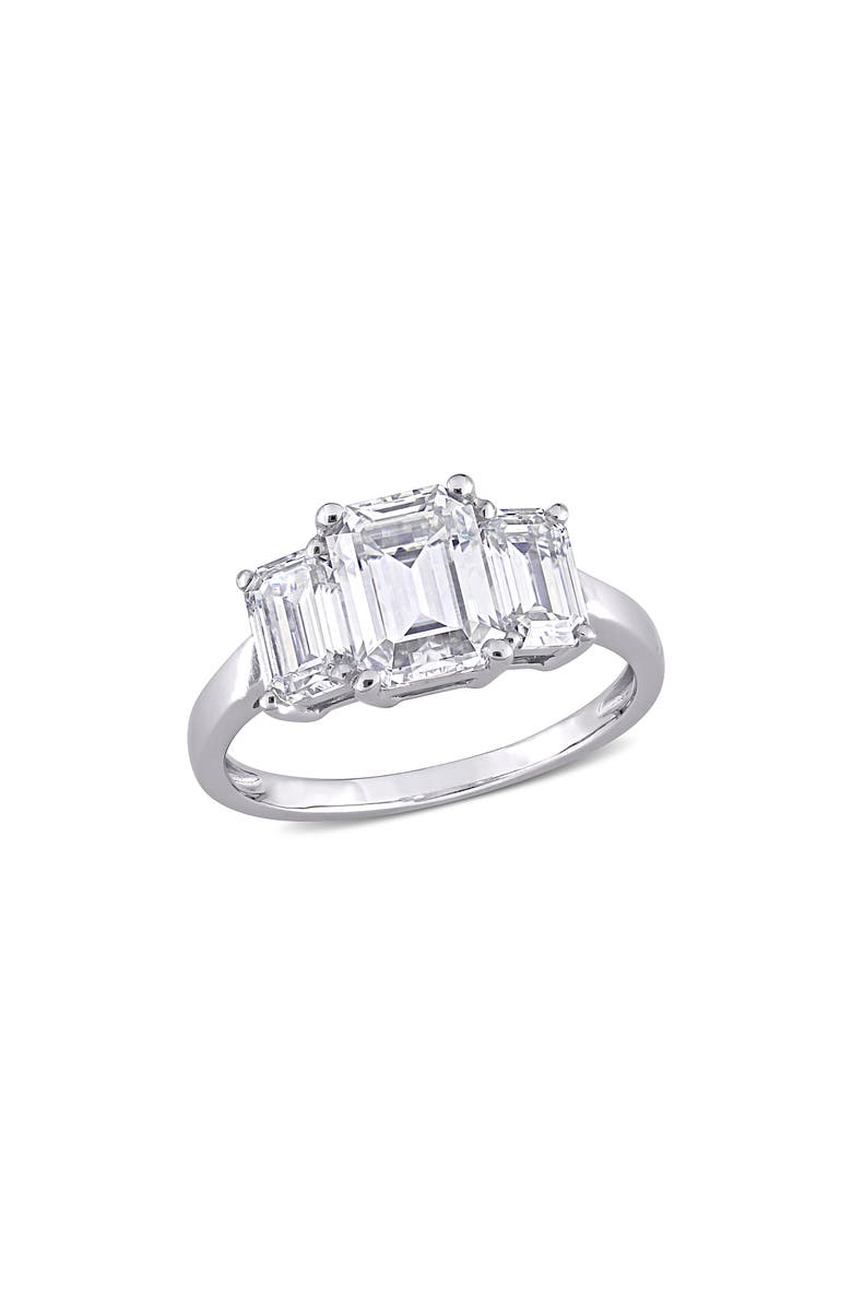 DELMAR Emerald Cut Lab Created Moissanite Ring, Main, color, Silver