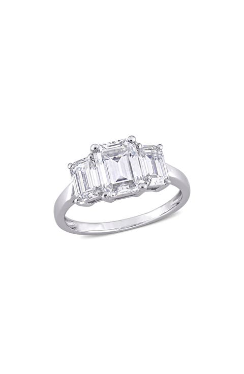Emerald Cut Lab Created Moissanite Ring