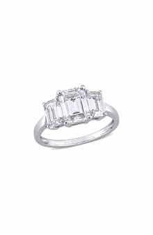 DELMAR Emerald Cut Lab Created Moissanite Ring