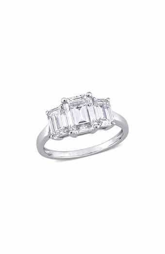Emerald Cut Lab Created Moissanite Ring