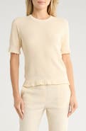 Theory Bristol Lace Trim Waffle Knit Sweater Top