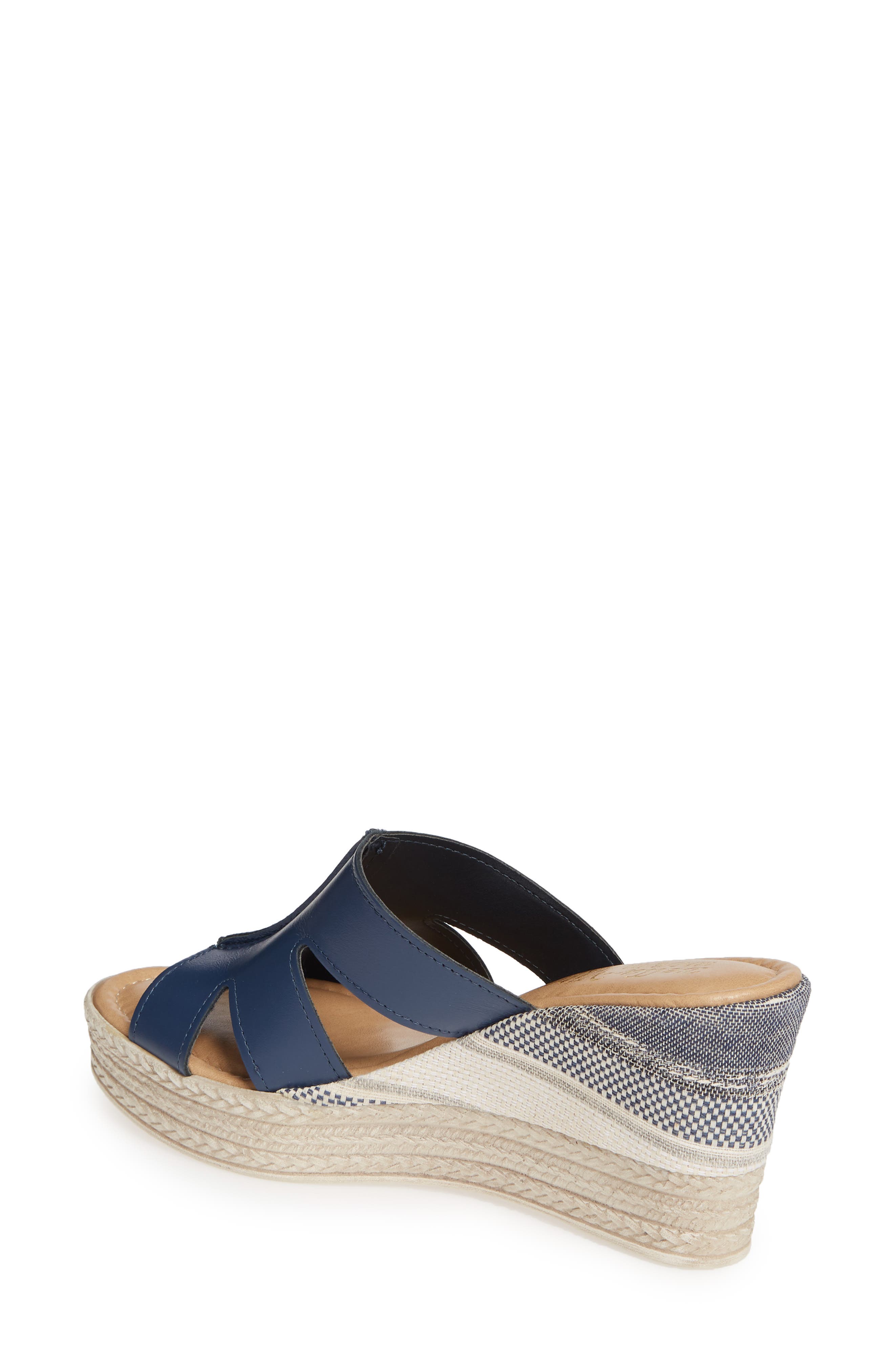 Rox Wedge Slide Sandal, Alternate, color, NAVY ITALIAN LEATHER
