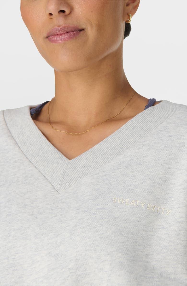 Sweaty Betty Revive Organic Cotton Blend Crop Sweatshirt, Alternate, color, Ice Grey Marl