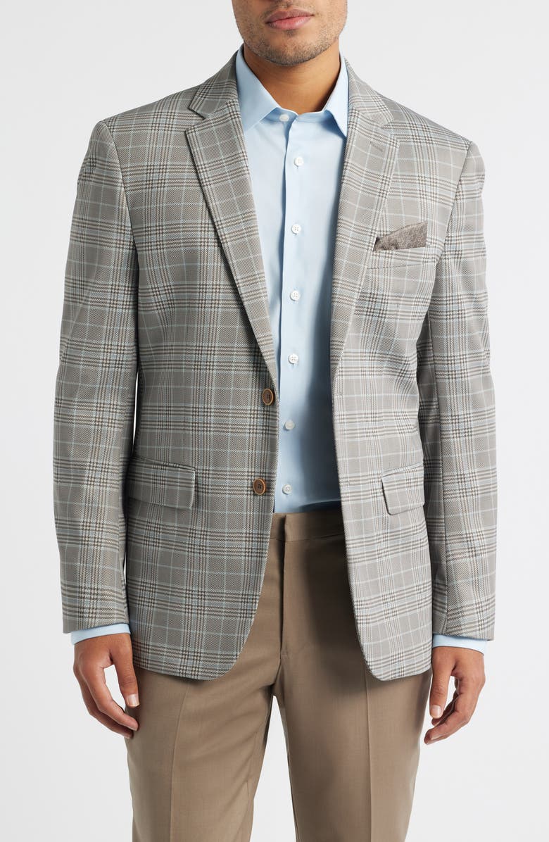 DANIEL HECHTER Tan Glen Check Knit Sport Coat, Main, color, Tan