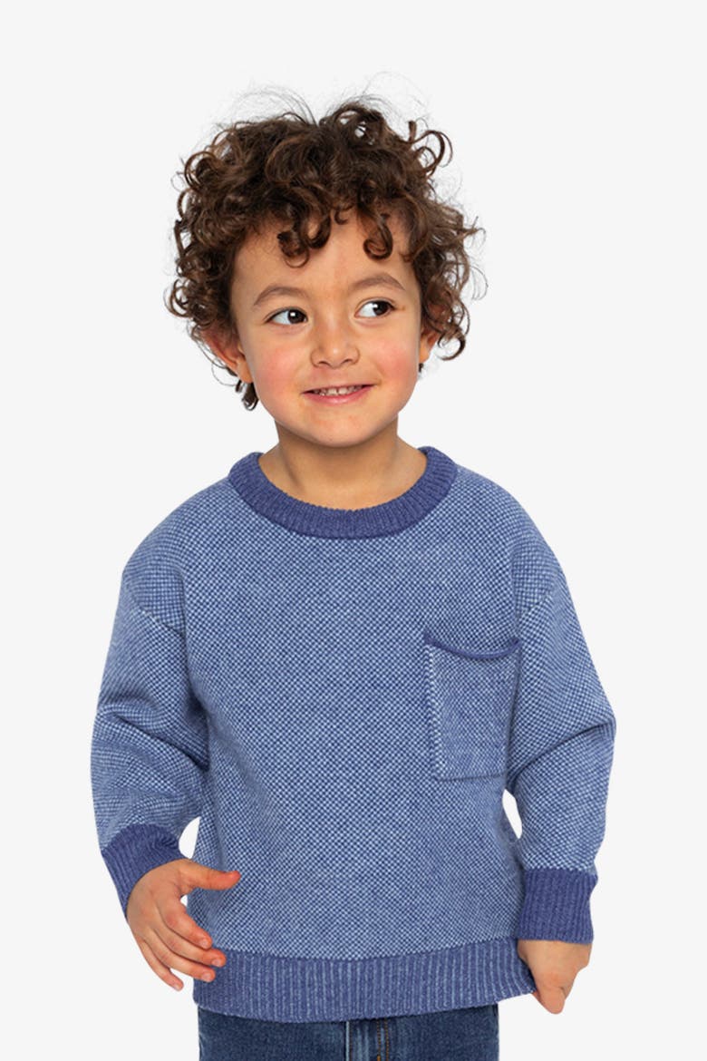 Knit Diamond Pattern Chest Pocket Sweater, Alternate, color, Blue Knit