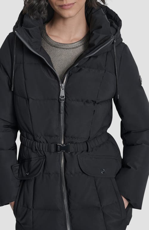Dkny Water Resistant Box Quilted Puffer Coat In Black