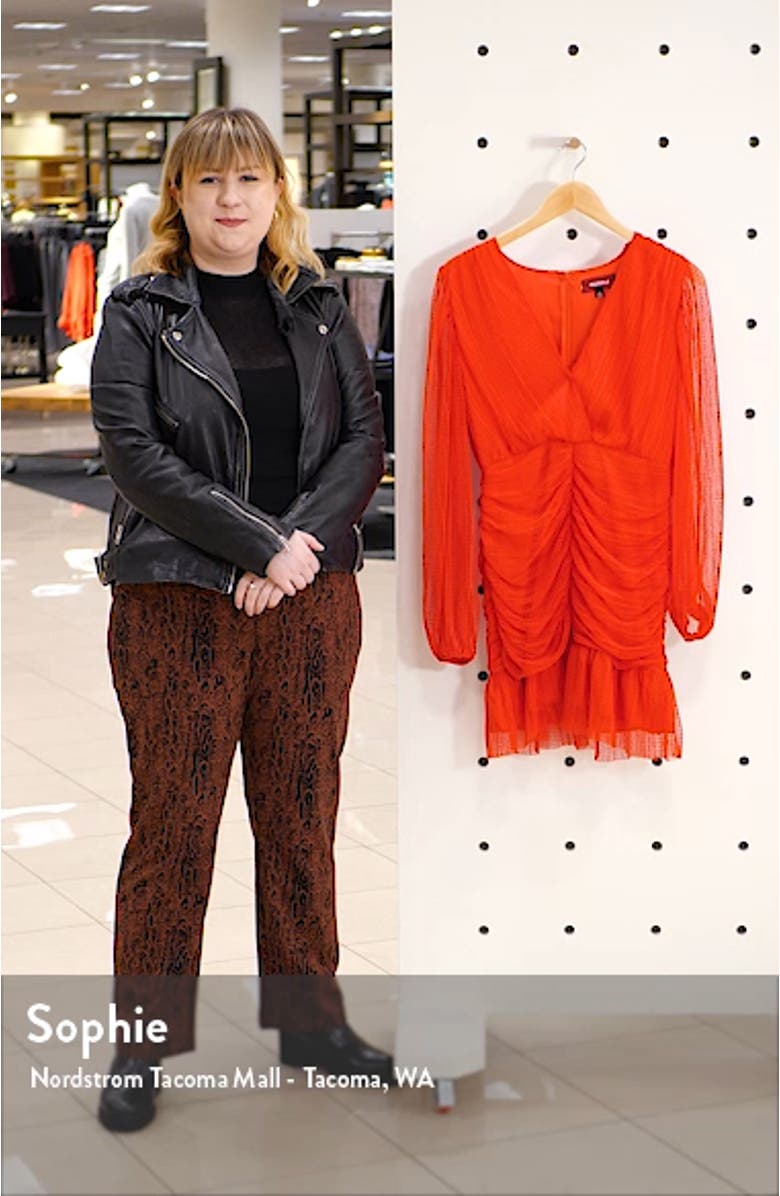 Long Sleeve Shirred Tulle Minidress, sales video thumbnail