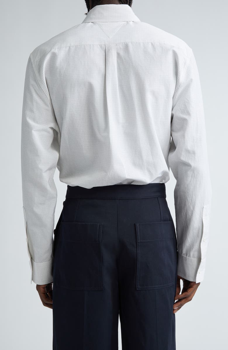 Bottega Veneta Fine Check Button-Up Shirt, Alternate, color, Brown/ Bay Leaf