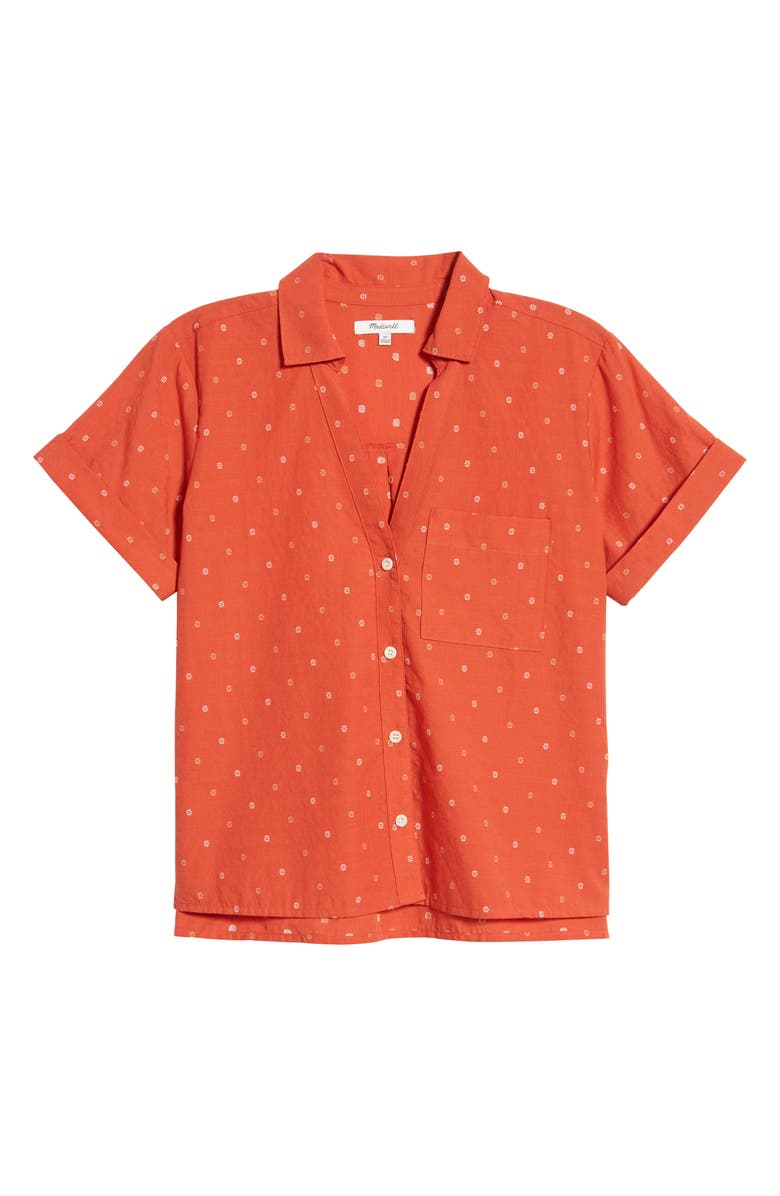 Madewell Floral Jacquard V-Neck Pocket Shirt, Alternate, color,