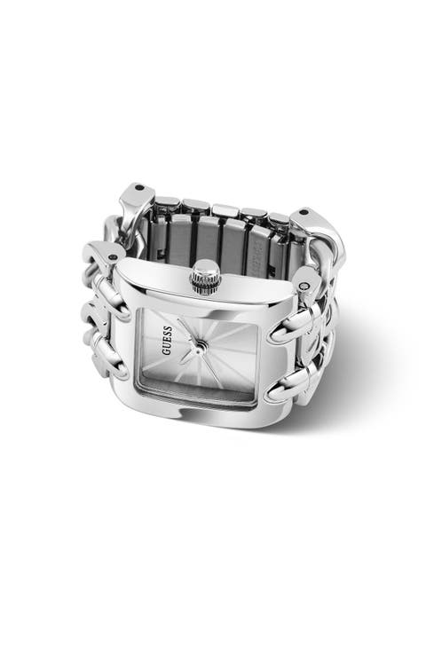 Rectangle Sunray Dial Ring Watch, 20mm
