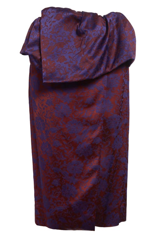 Dries Van Noten Santi Archive Floral Jacquard Satin Peplum Skirt In Blue