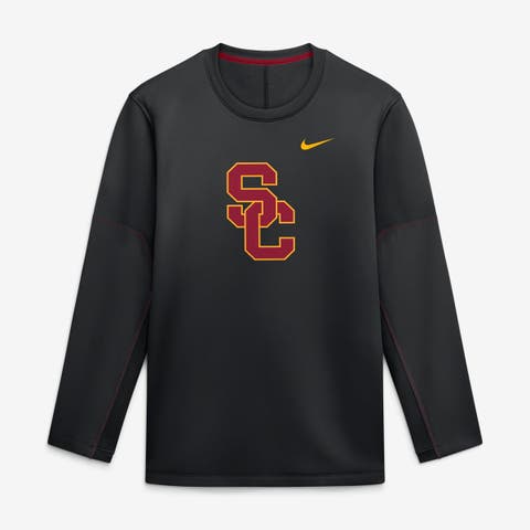 Men's Nike Black USC Trojans 2026 Sideline Coaches Therma-FIT Long Sleeve Top