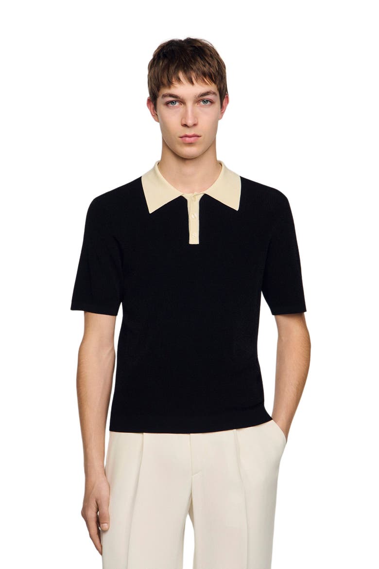 Two-tone polo shirt, Main, color, Black
