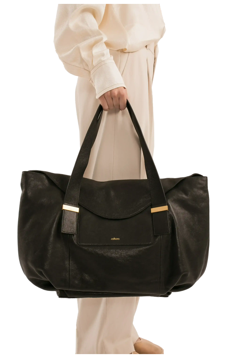 Esthera 7AM Leather Shoulder Bag, Alternate, color, Black