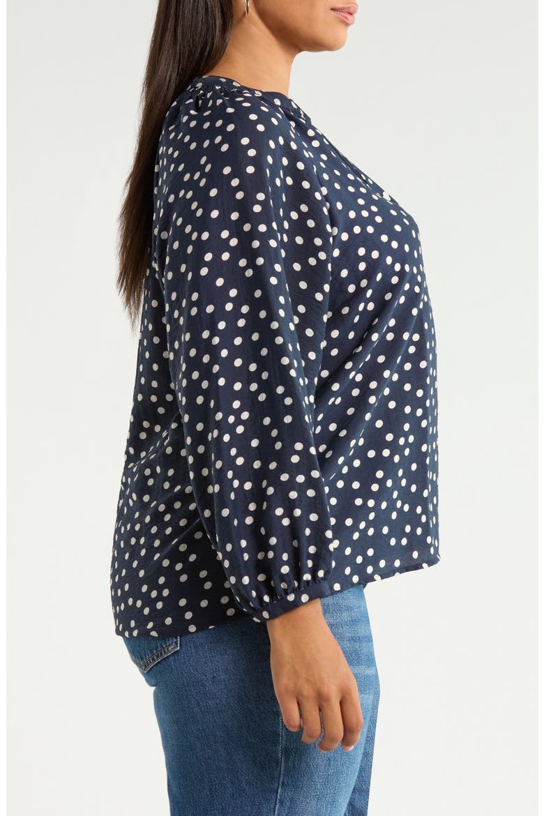 Gathered Popover Top, Alternate, color, NAVY- IVORY SCATTERED DOT
