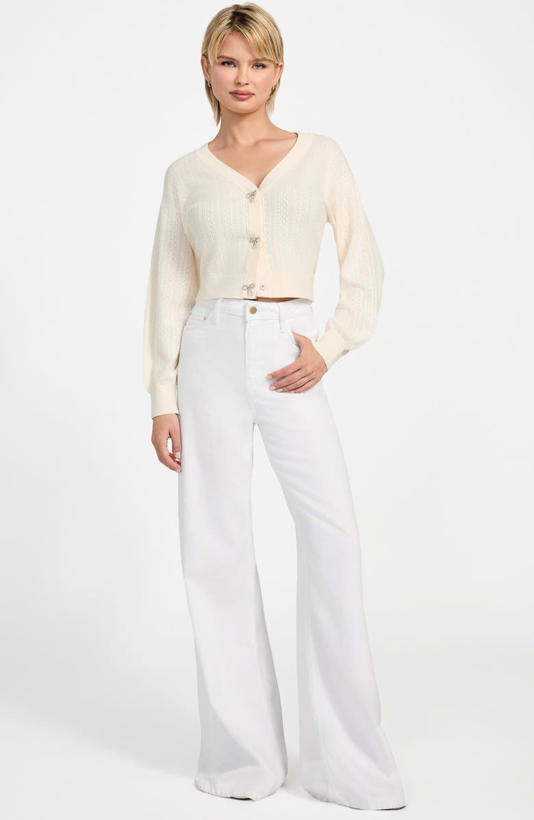 GUESS Lyla Pointelle Crop Cardigan, Alternate, color,