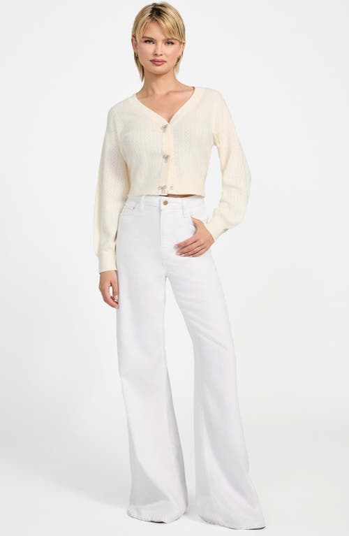 Guess Lyla Pointelle Crop Cardigan In Neutral