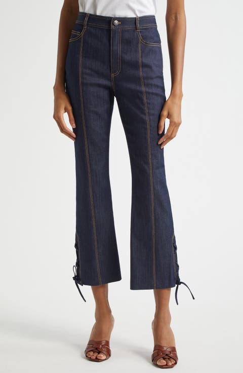 Lace-Up Detail Crop Jeans