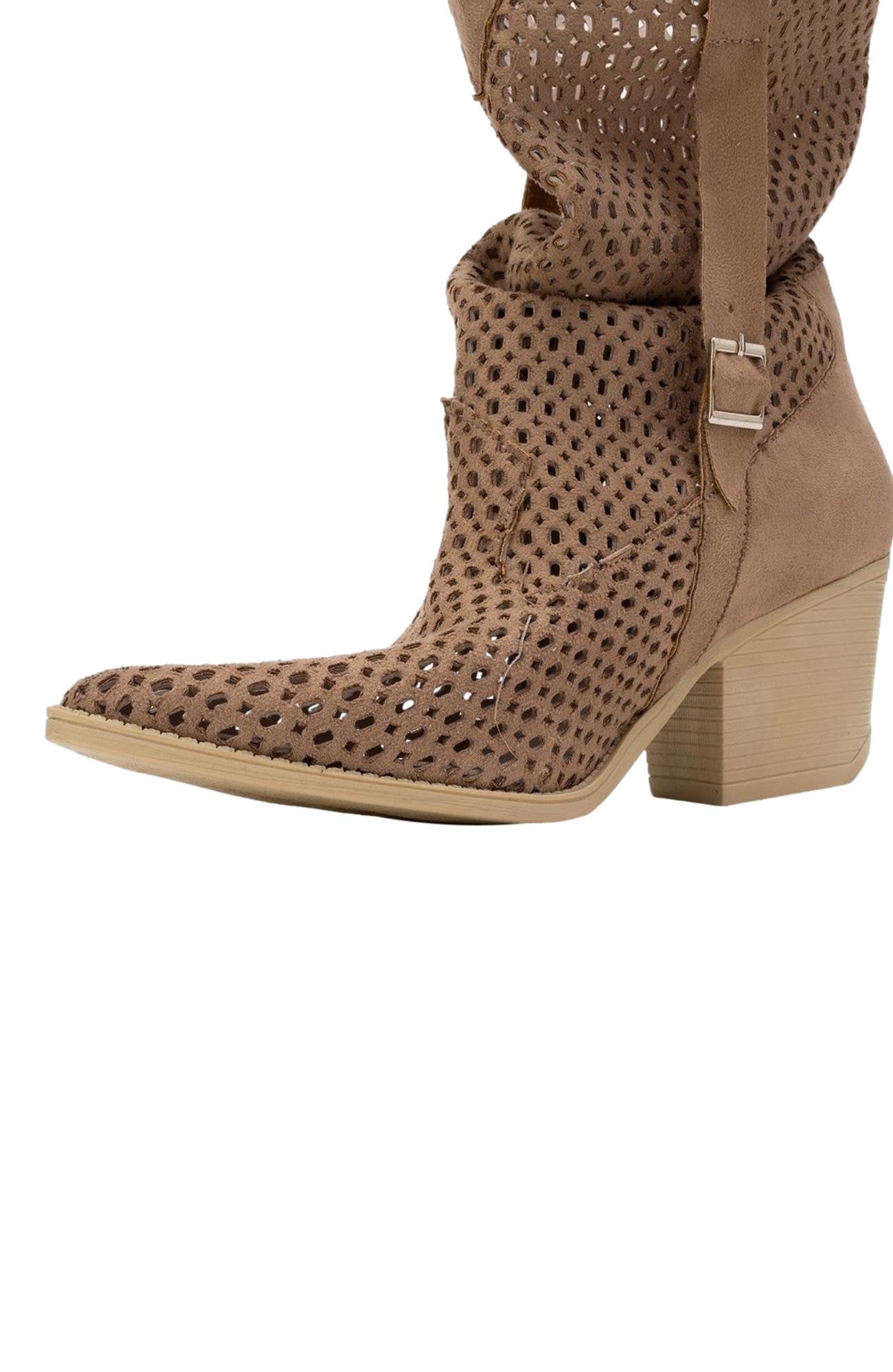 Larry Western Cut-Out Summer Boots, Alternate, color, Dark Beige Faux Leather