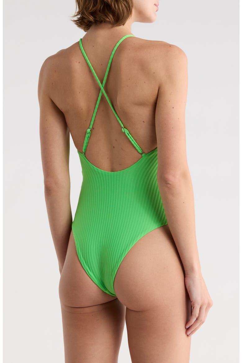 Luster One-Piece Swimsuit, Alternate, color, GREEN