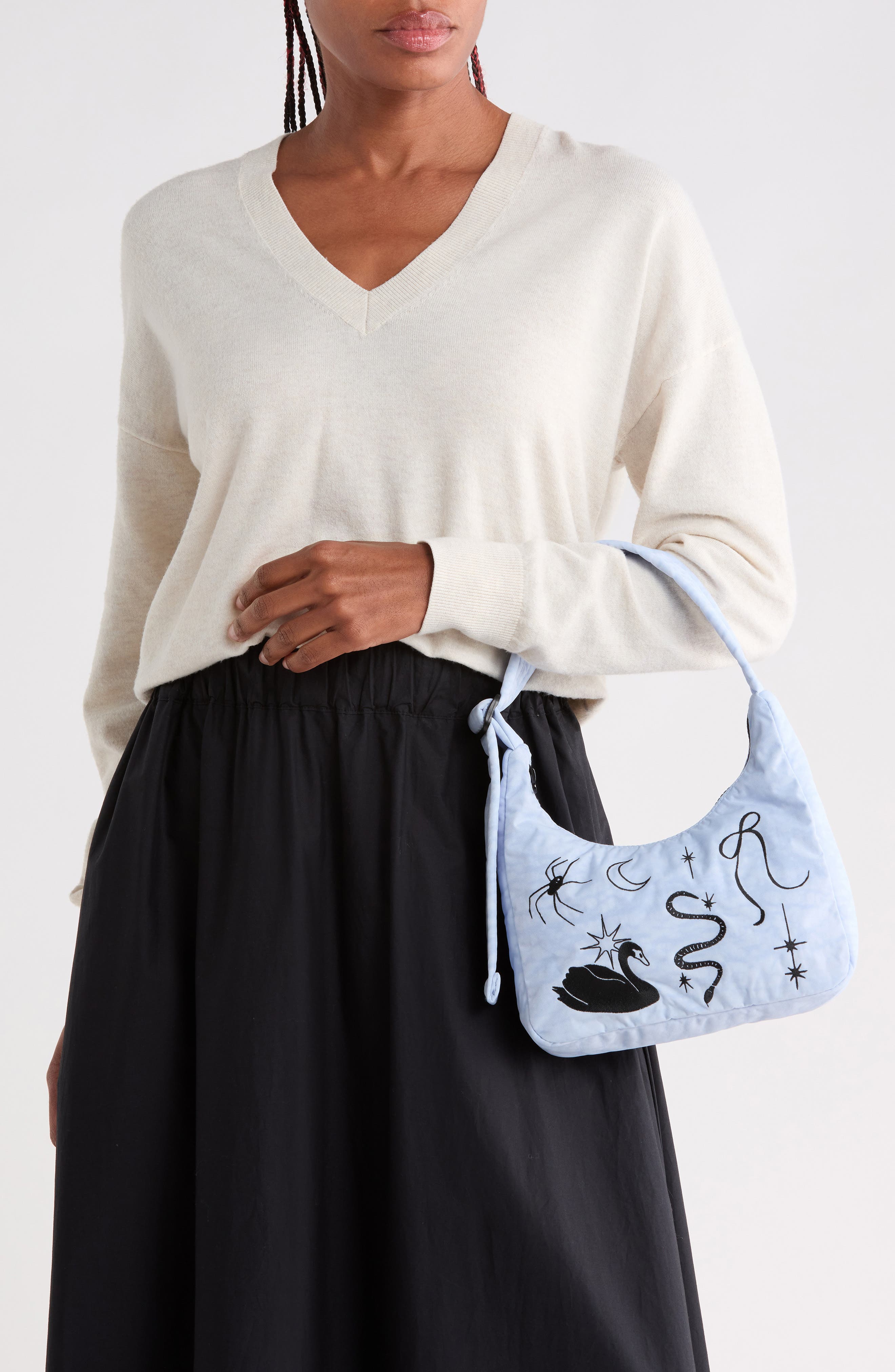 Mini Embroidered Nylon Shoulder Bag, Alternate, color, EMBROIDERED BALLET ICONS