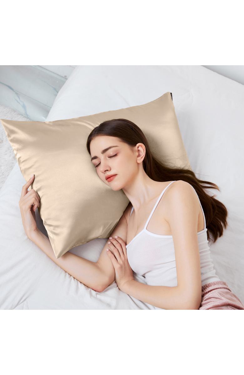 LUCE BEAUTY Silky Satin Pillow Case 2 Pieces, Alternate, color, Champagne