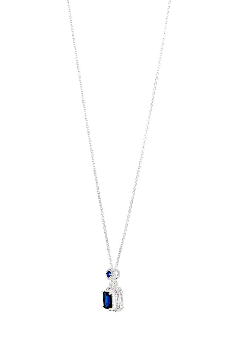 Square Cubic Zirconia Pendant Necklace & Stud Earrings Set, Alternate, color, METALLIC SILVER
