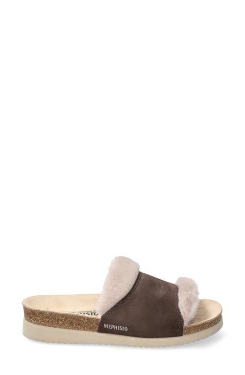 Mephisto Hemeline Faux Fur Slide Sandal In Brown