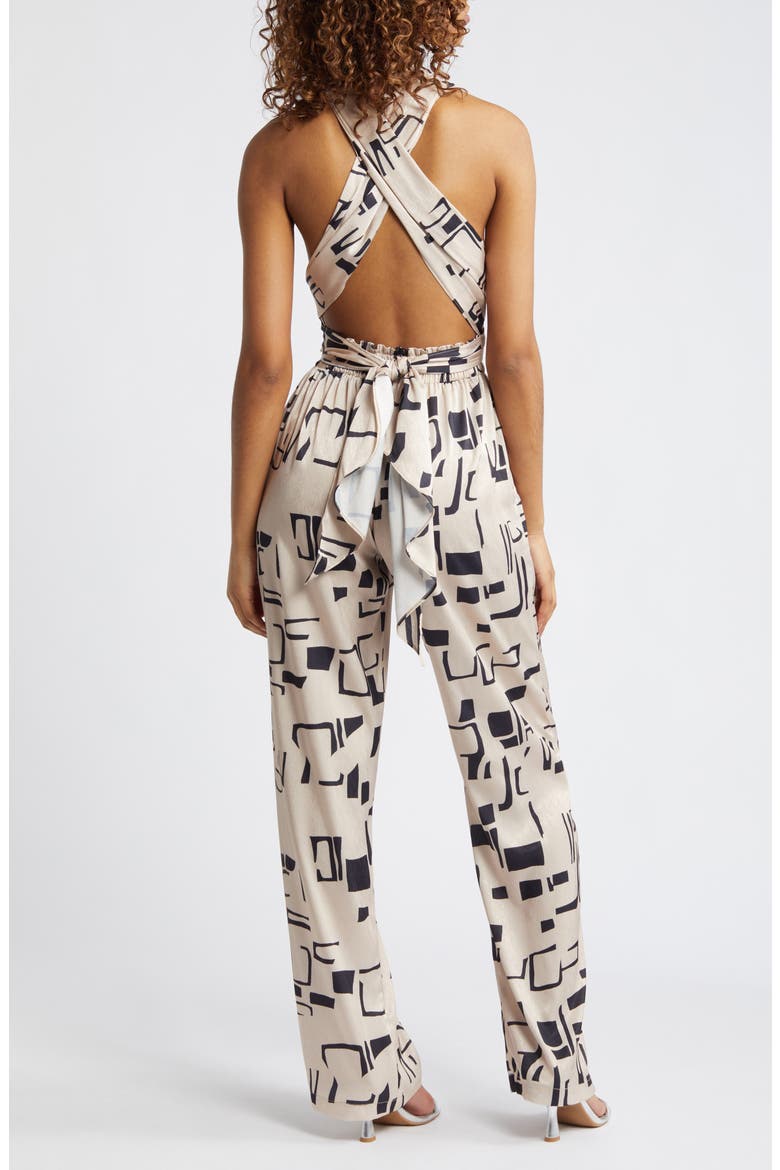 Umy Tukki Noir Print Convertible Jumpsuit, Alternate, color, BLACK