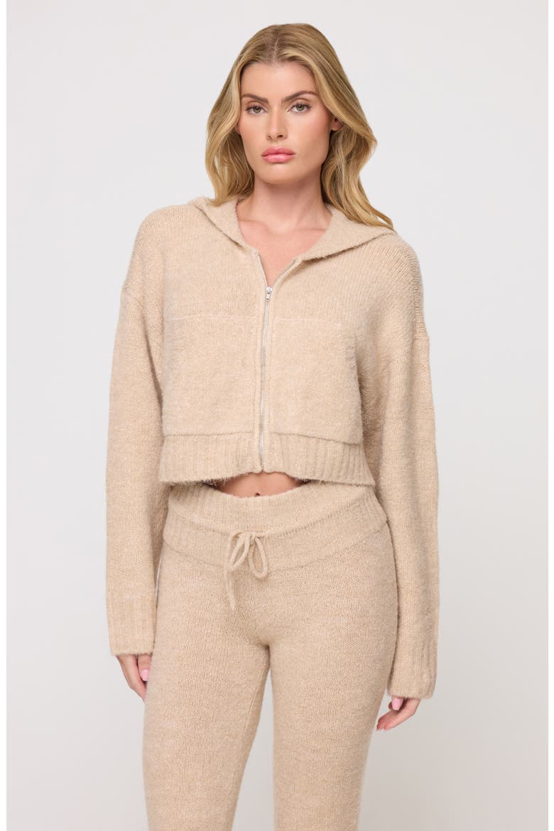 Jet Set Crop Zip Hoodie, Alternate, color, HEATHER OATMEAL
