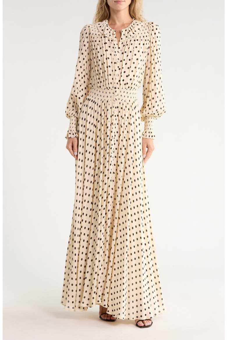 Brown Sugar Ruffle Maxi Dress, Main, color, SUGAR DOT