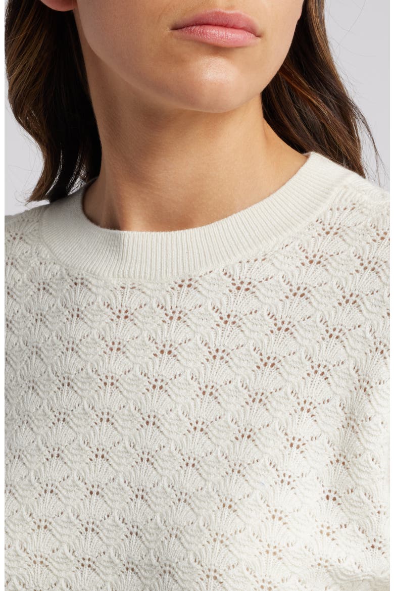 Pointelle Crewneck Sweater, Alternate, color, IVORY EGRET