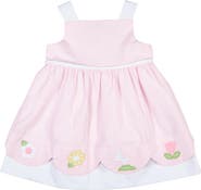 Florence Eiseman Seersucker Check Dress with Flowers & Bunny