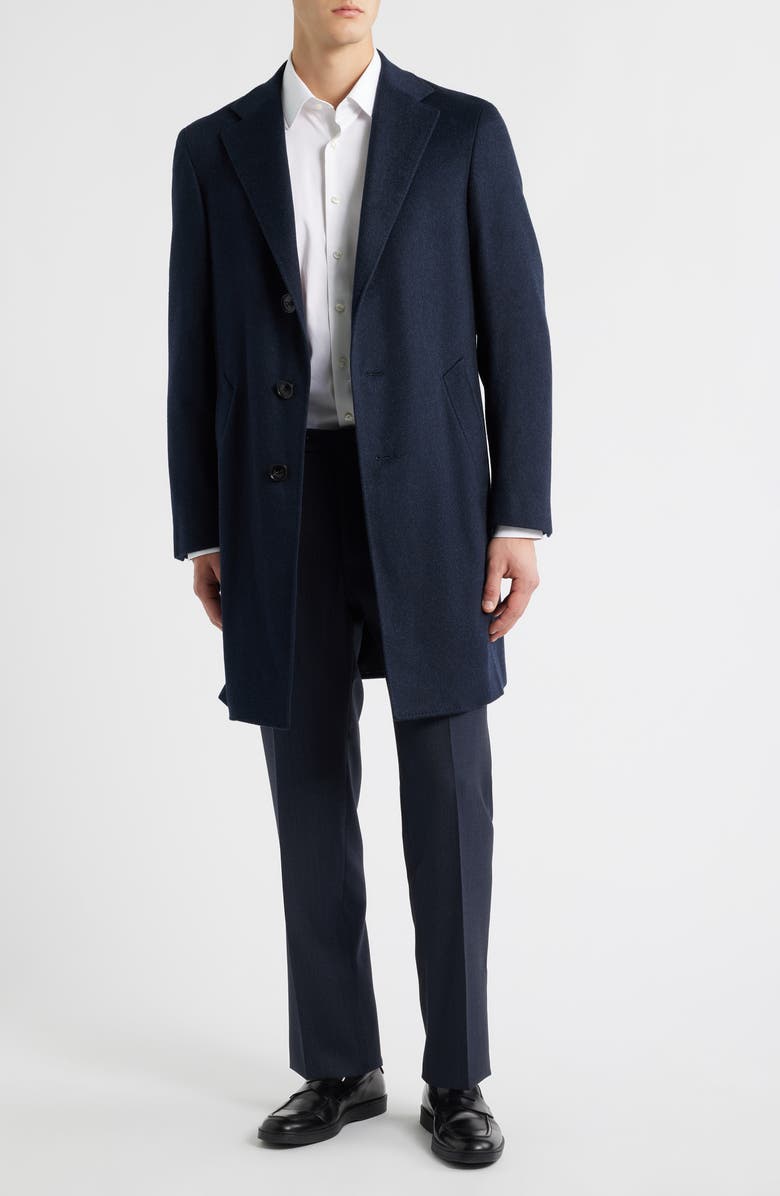Canali Kei Trim Fit Cashmere Coat, Main, color, Navy