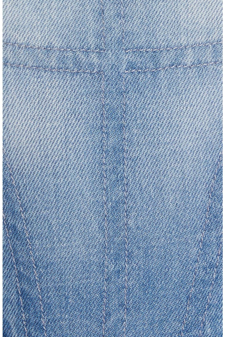 Medusa Embellished Denim Corset Top, Alternate, color, BLUE NERO