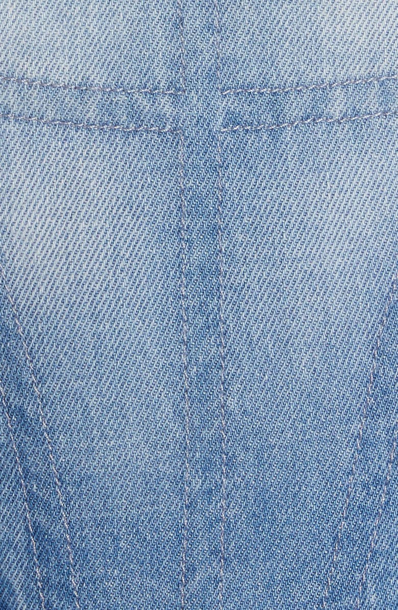 Versace Medusa Embellished Denim Corset Top, Alternate, color,