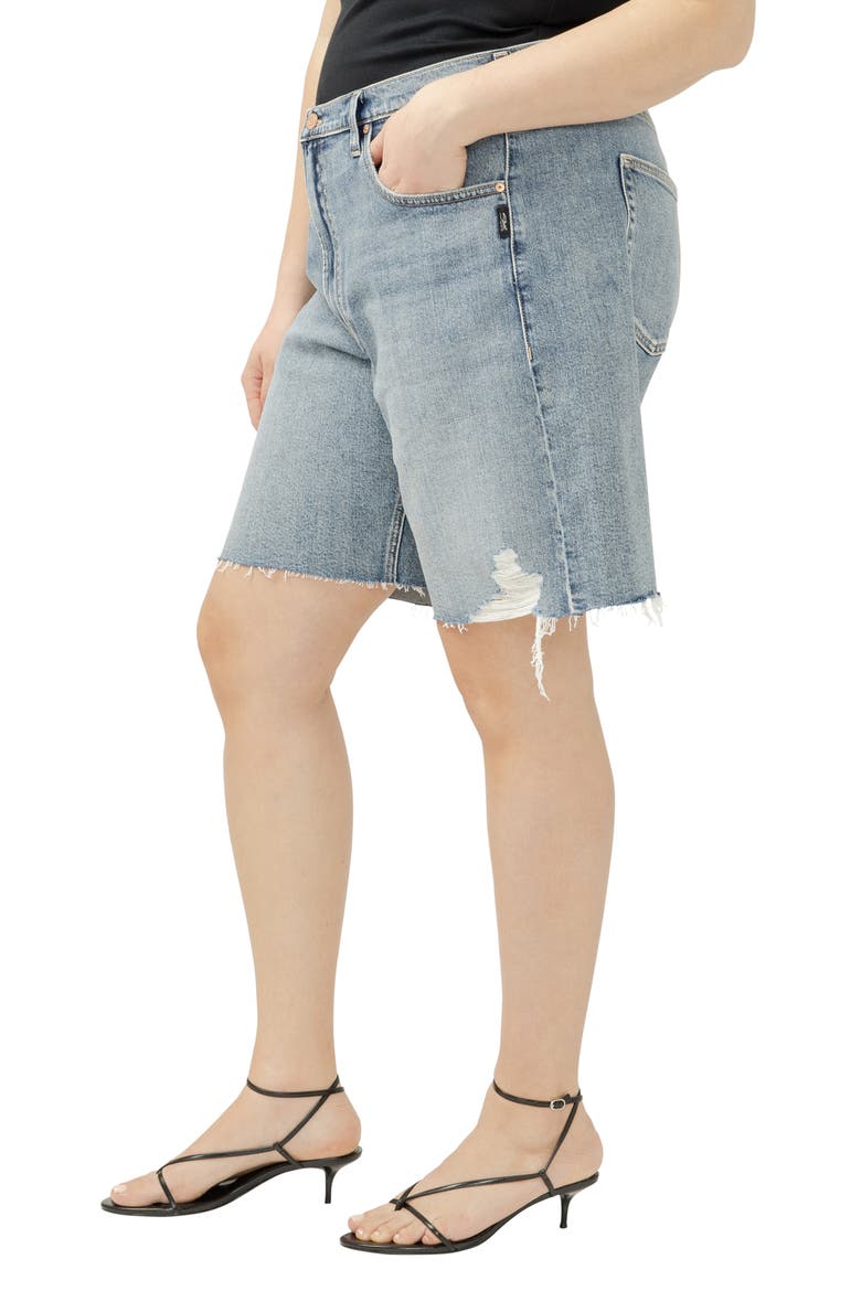 Relaxed Raw Hew Denim Bermuda Shorts, Alternate, color, SOLANA