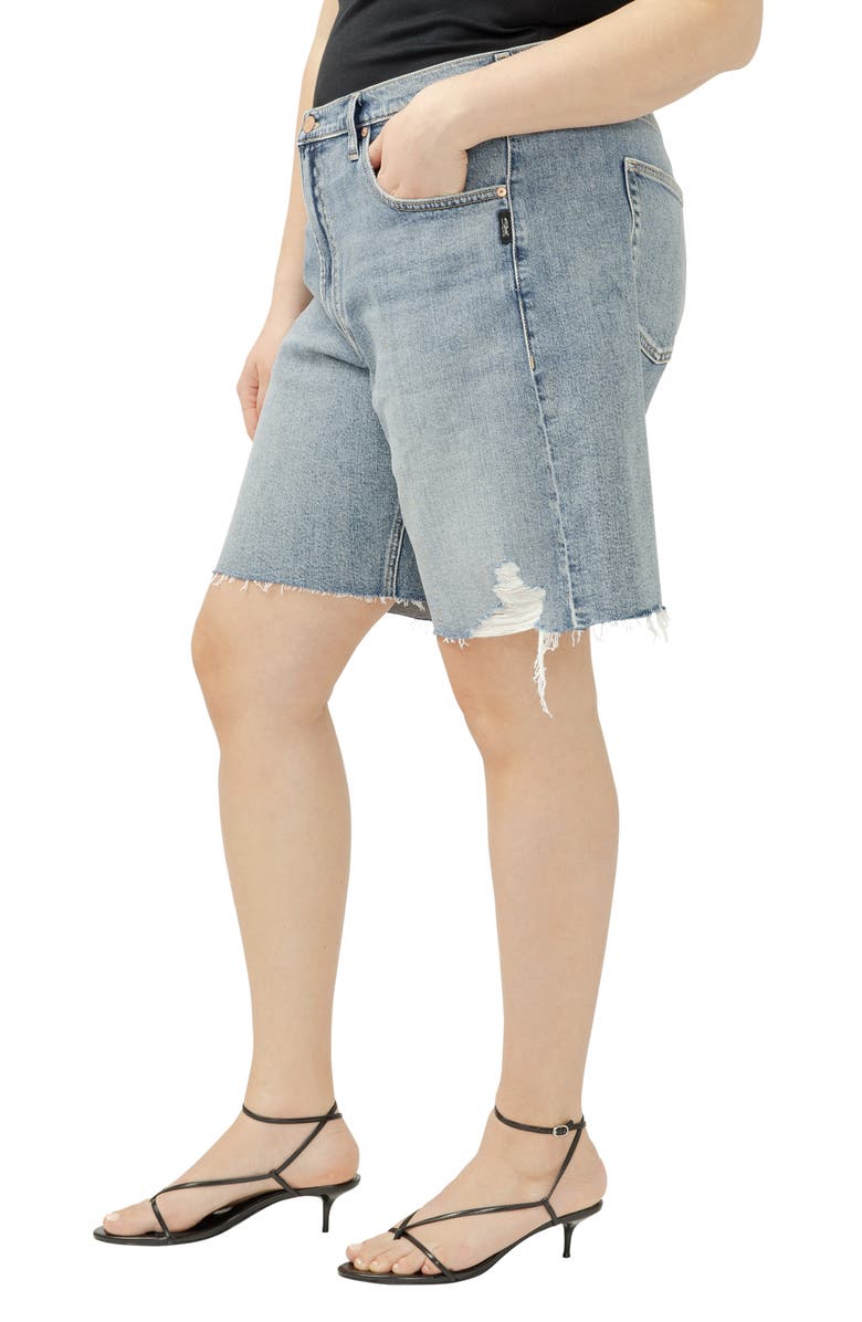 Silver Jeans Co. Relaxed Raw Hew Denim Bermuda Shorts, Alternate, color, 
