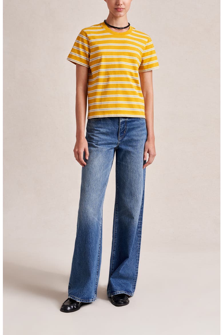 Striped Mol Tee, Alternate, color, Mustard/Ivory/Light Blue