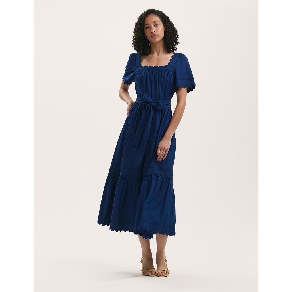 Finery London Corina Cotton Midi Tiered Dress In Purple