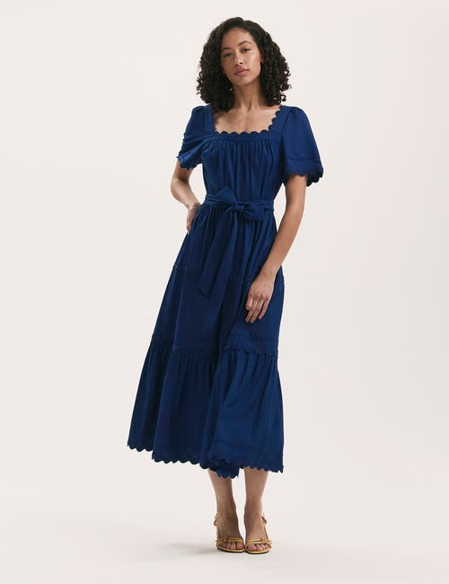 Finery London Corina Cotton Midi Tiered Dress In Purple
