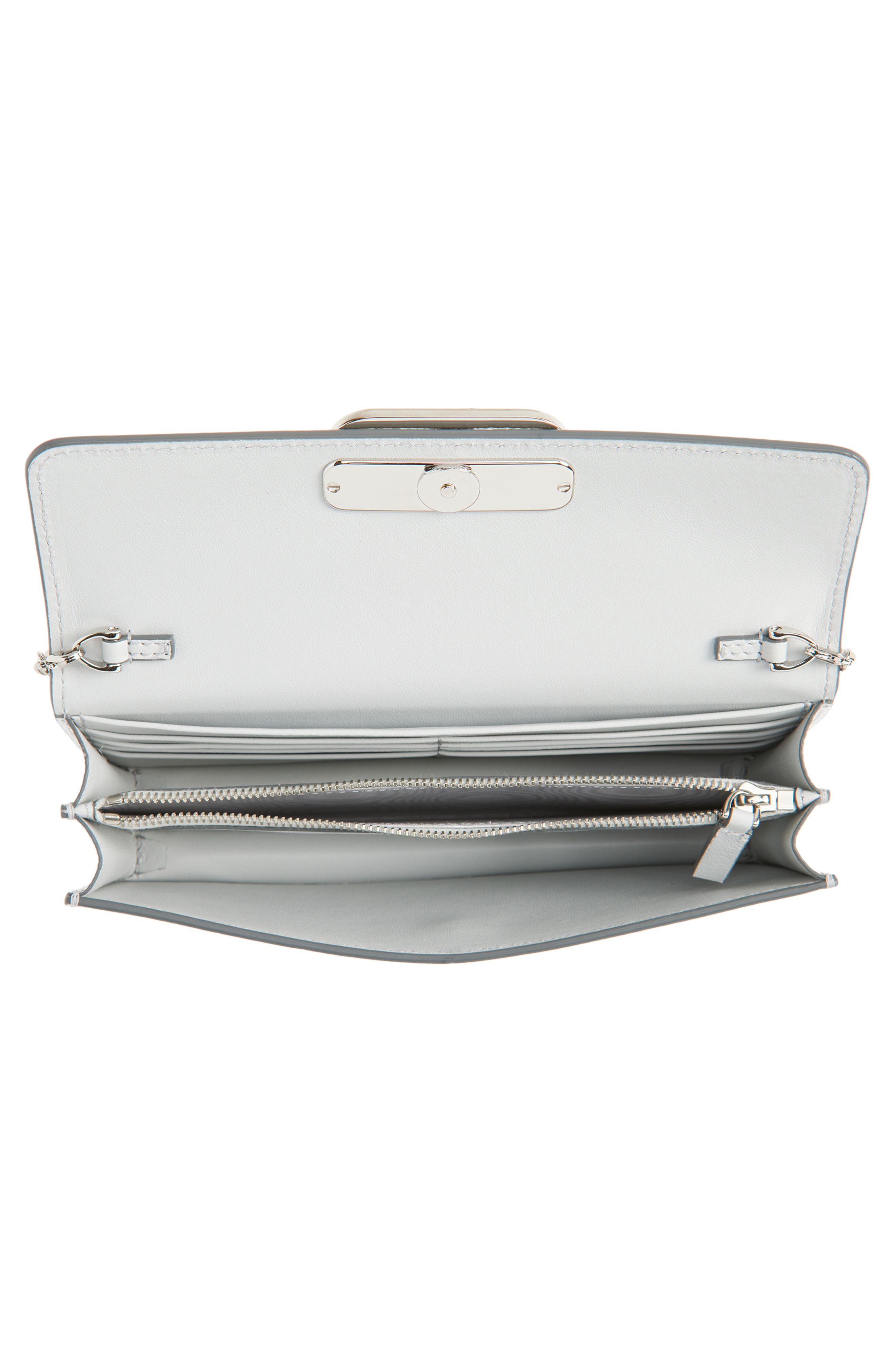 Valentino Garavani VLOGO Metallic Leather Shoulder Bag, Alternate, color, Silver