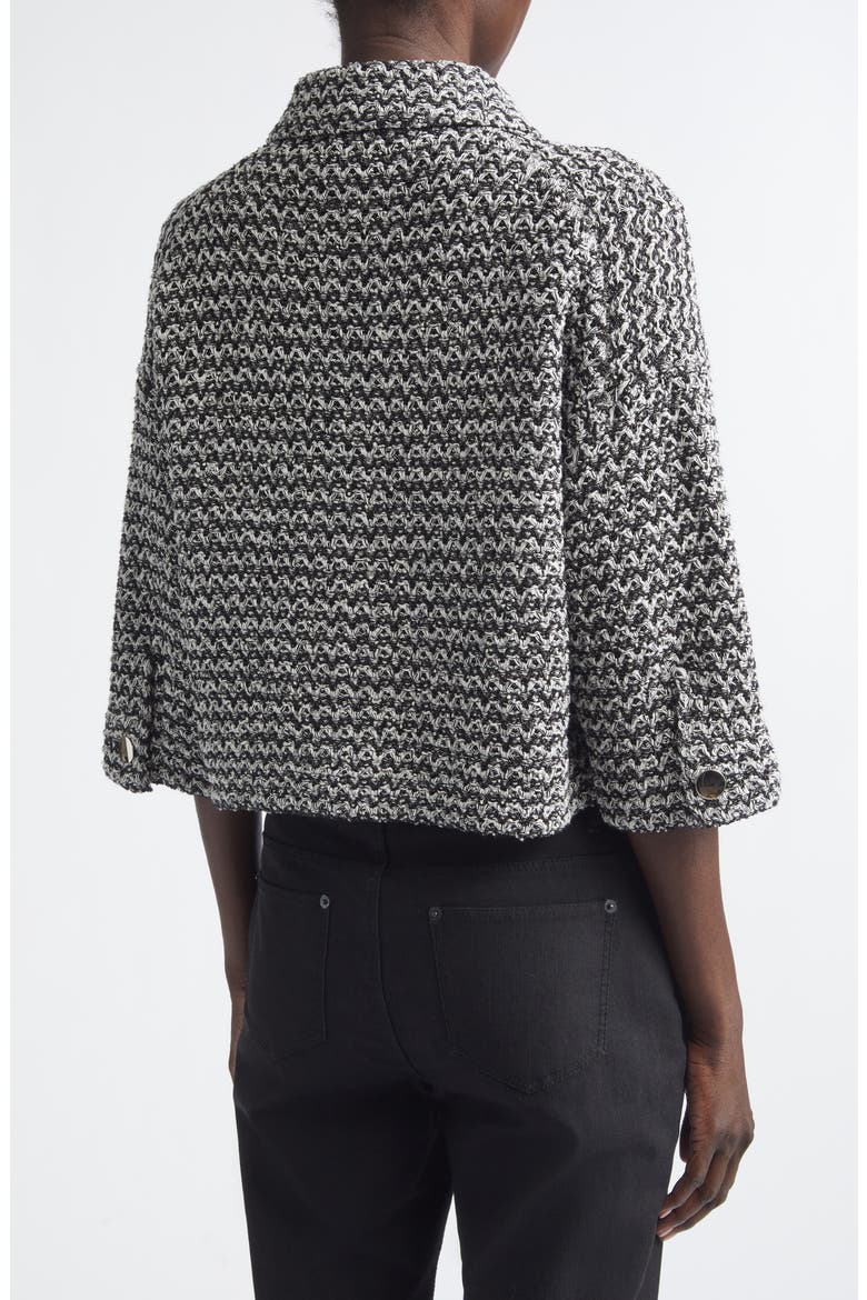 Cotton & Linen Tweed Crop Jacket, Alternate, color, BLACK METALLIC