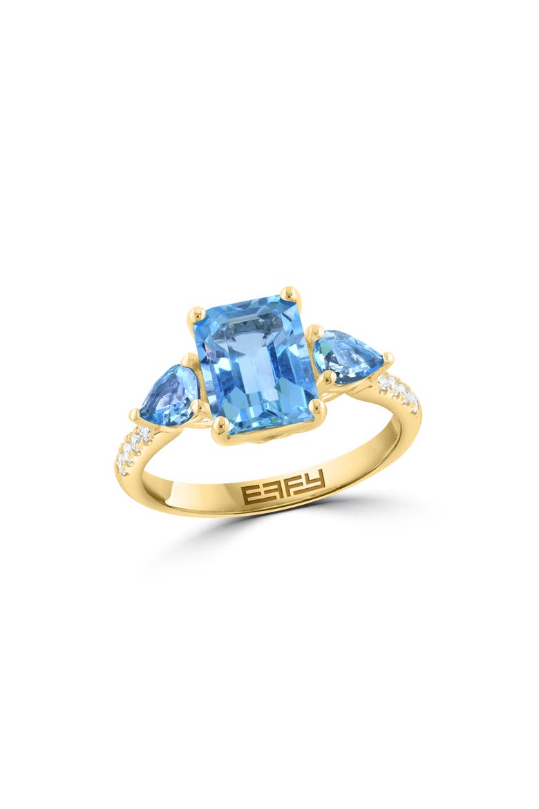 Blue Topaz & Diamond Ring, Main, color, BLUE