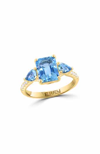 Blue Topaz & Diamond Ring