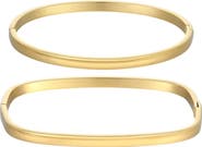 Adornia Set of 2 18K Gold Plated Square & Oval Bangle Bracelets