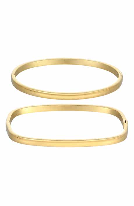 Adornia Set of 2 18K Gold Plated Square & Oval Bangle Bracelets